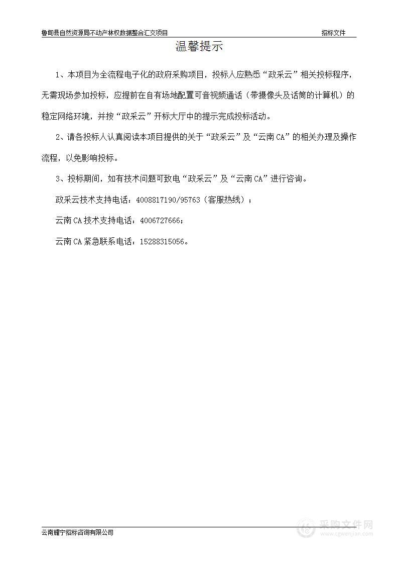 鲁甸县自然资源局不动产林权数据整合汇交项目