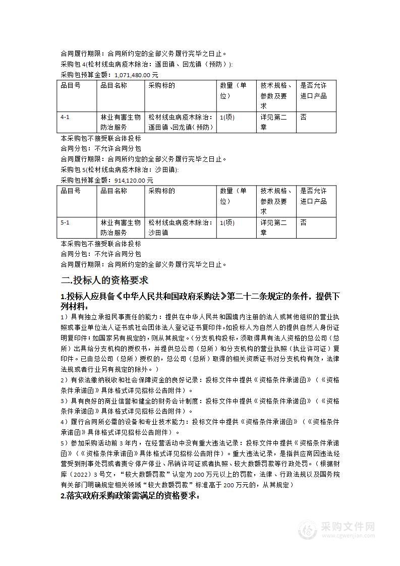 广东省韶关市新丰县林业资源保护和碳汇增值项目—2024年新丰县林业有害生物防控松材线虫病疫木除治项目