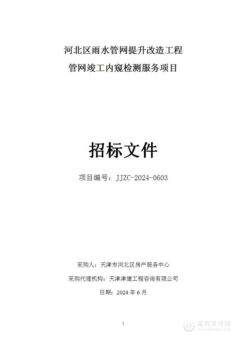 河北区雨水管网提升改造工程管网竣工内窥检测服务项目