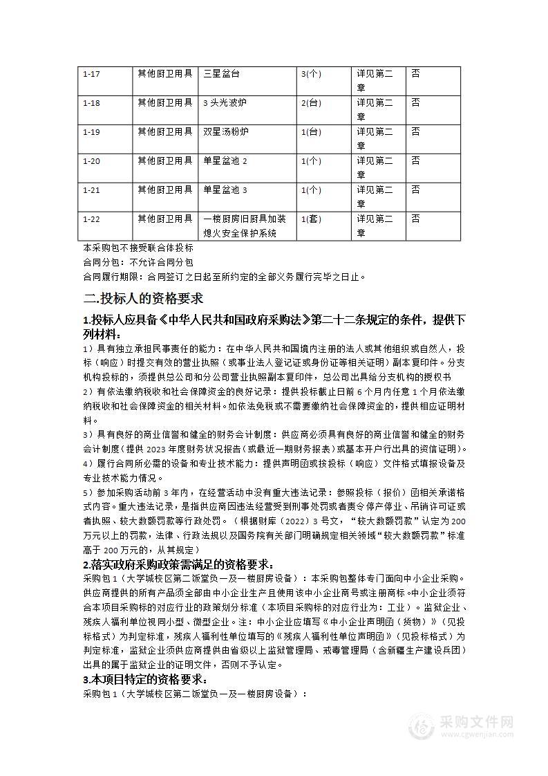 广州中医药大学大学城校区第二饭堂负一及一楼厨房设备采购项目