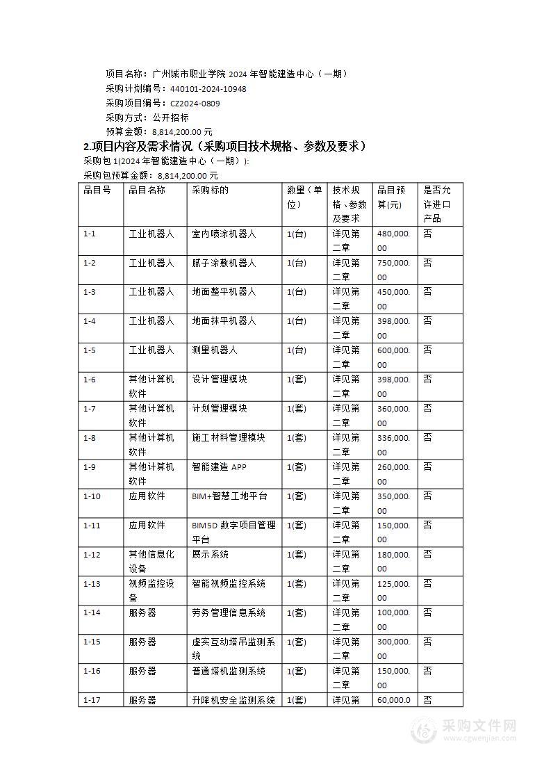 广州城市职业学院2024年智能建造中心（一期）