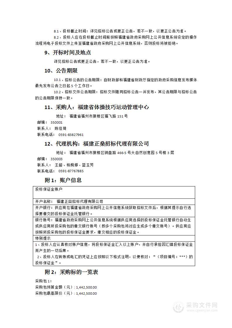 2024年体操、蹦床训练消耗性用品采购项目