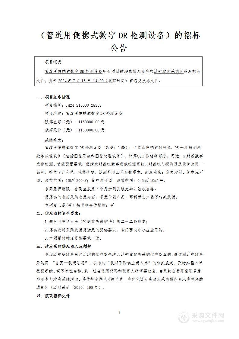 管道用便携式数字DR检测设备