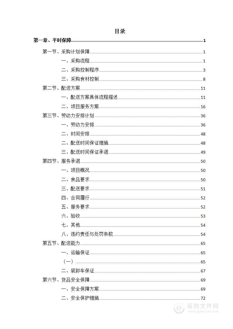 副食品采购供应投标方案