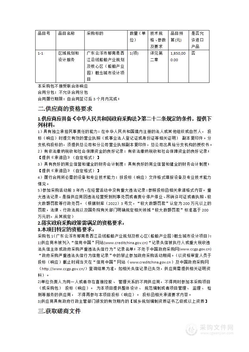 广东云浮市郁南县西江沿线船舶产业规划及核心区（船舶产业园）概念城市设计项目