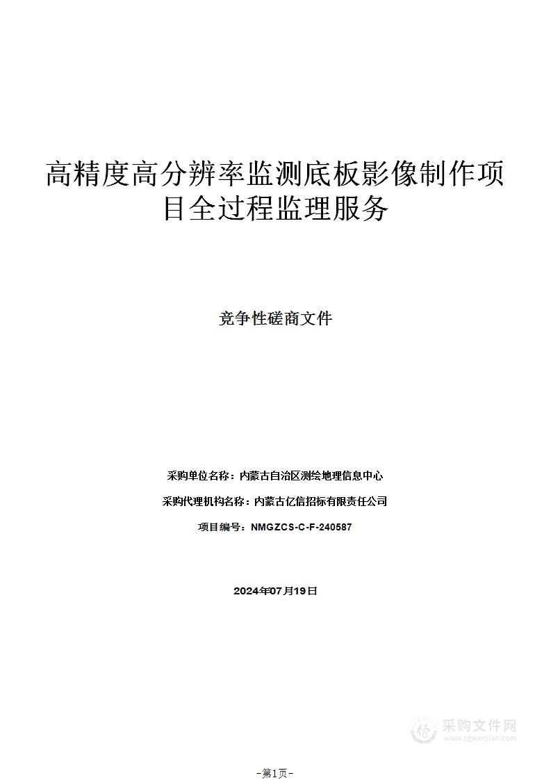 高精度高分辨率监测底板影像制作项目全过程监理服务