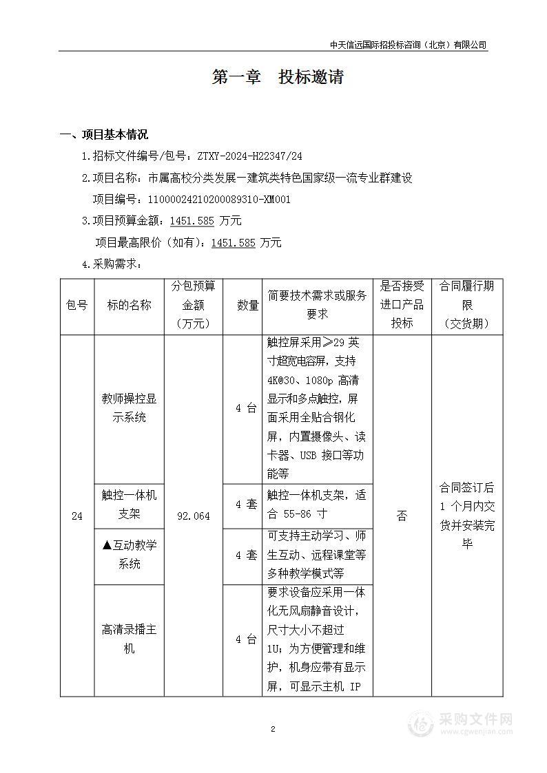 市属高校分类发展-建筑类特色国家级一流专业群建设（第二十四包）