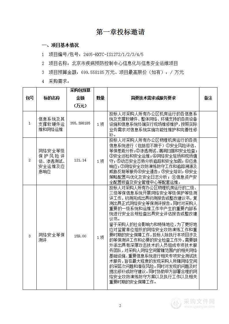 北京市疾病预防控制中心信息化与信息安全运维项目