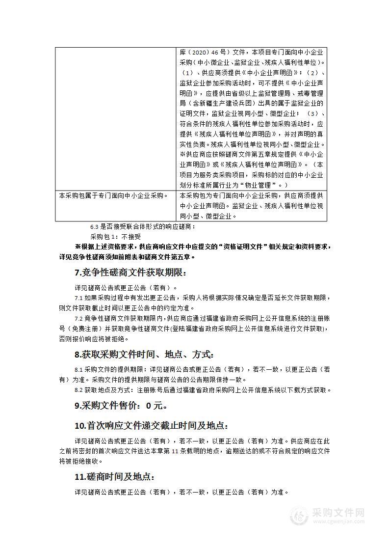 闽中革命烈士陵园2024-2025年物业管理服务