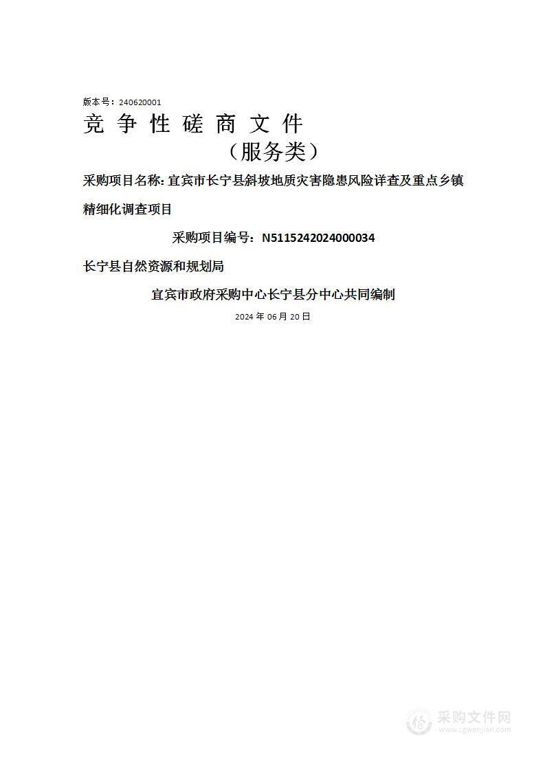 宜宾市长宁县斜坡地质灾害隐患风险详查及重点乡镇精细化调查项目