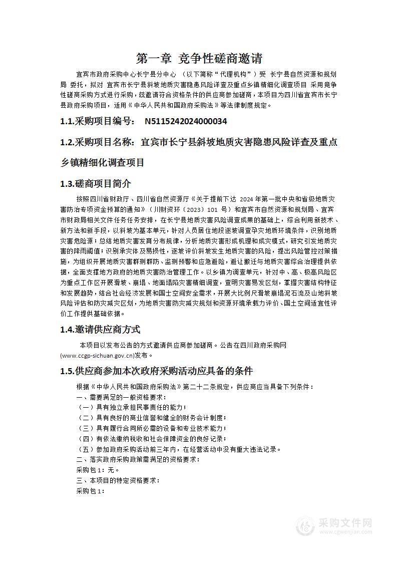 宜宾市长宁县斜坡地质灾害隐患风险详查及重点乡镇精细化调查项目