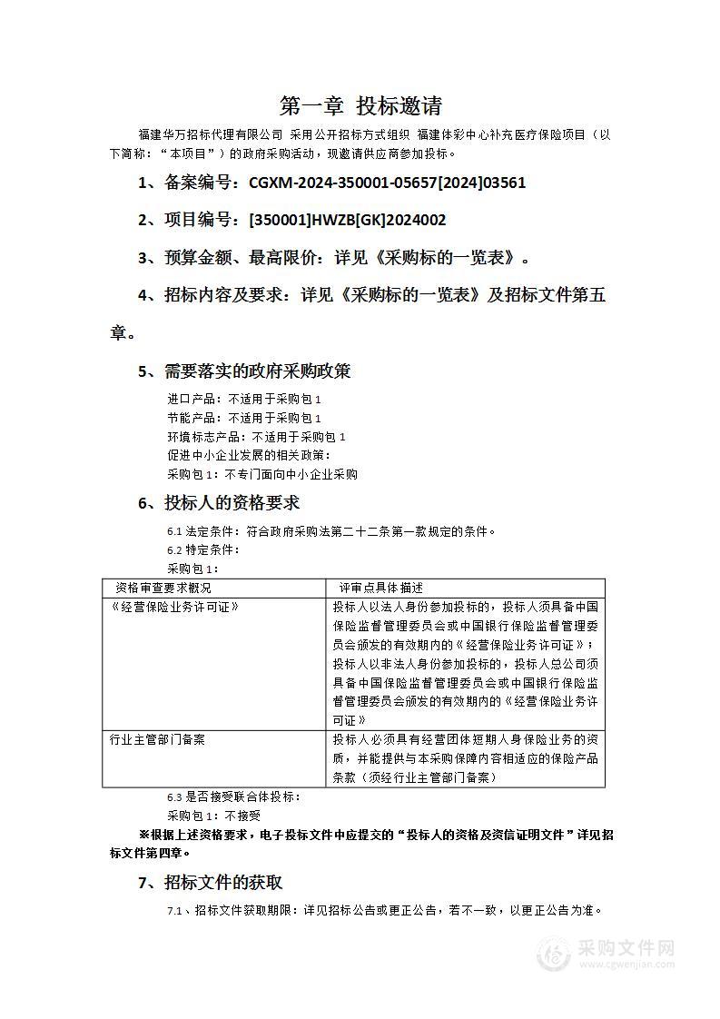 福建体彩中心补充医疗保险项目