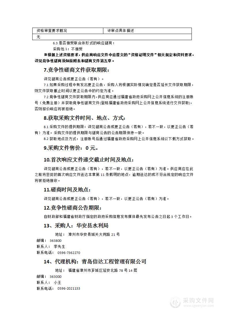 华安县工业园区监测项目及华安县申报国家水土保持示范小流域创建申报项目