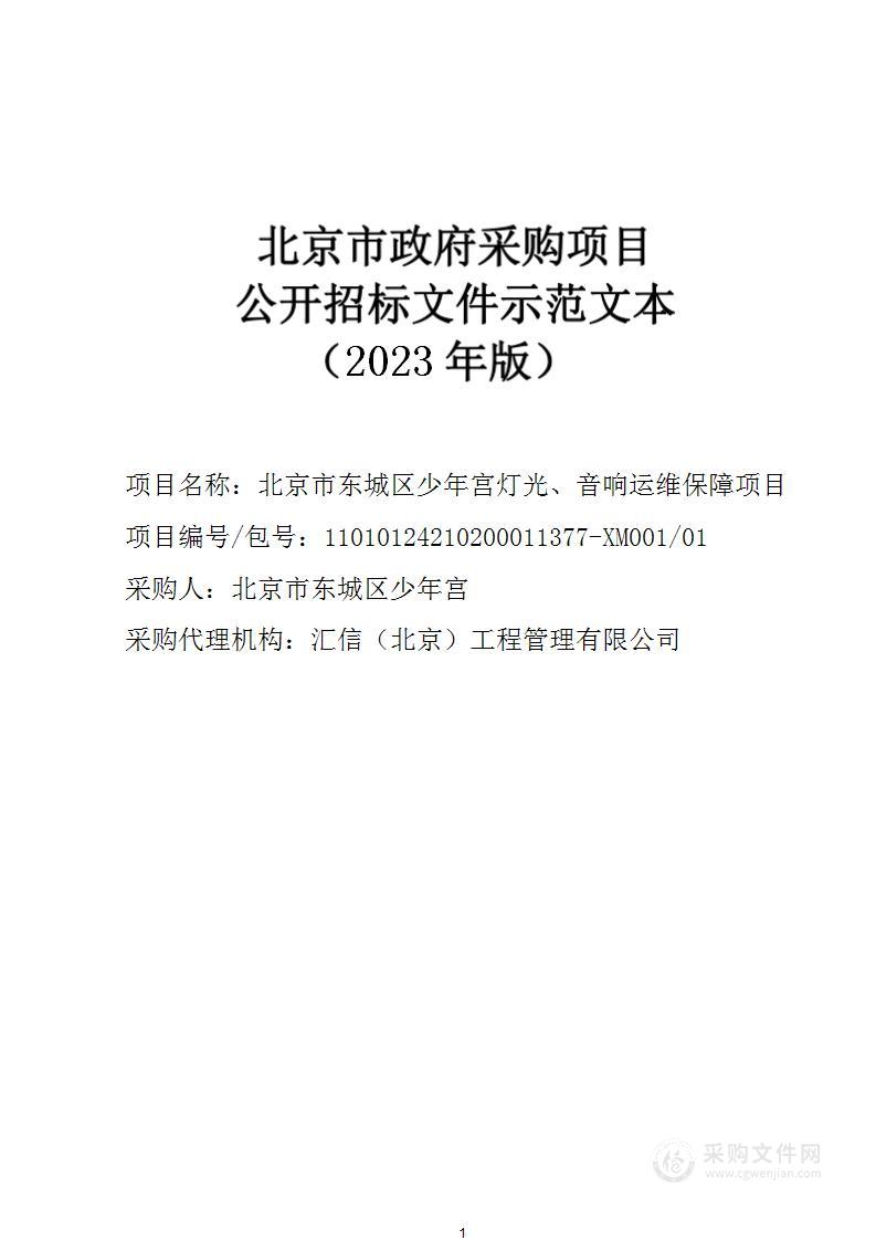 北京市东城区少年宫灯光、音响运维保障项目