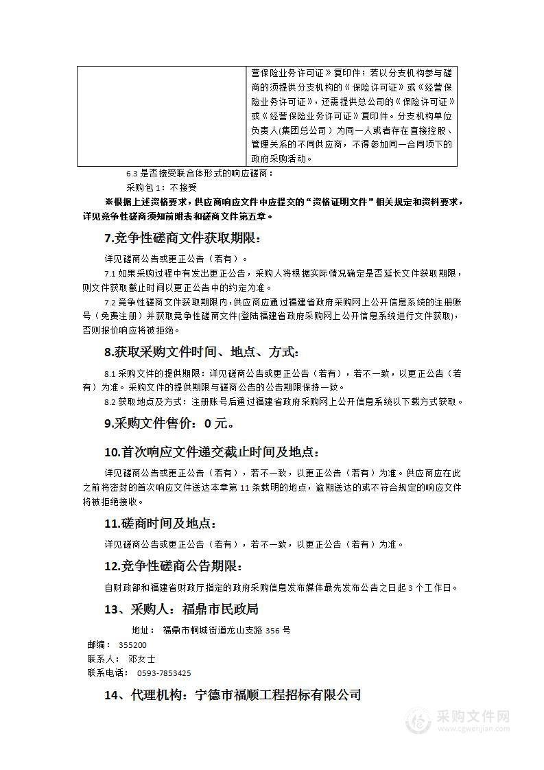 2024年福鼎市城乡低保人员、特困人员意外伤害险服务项目