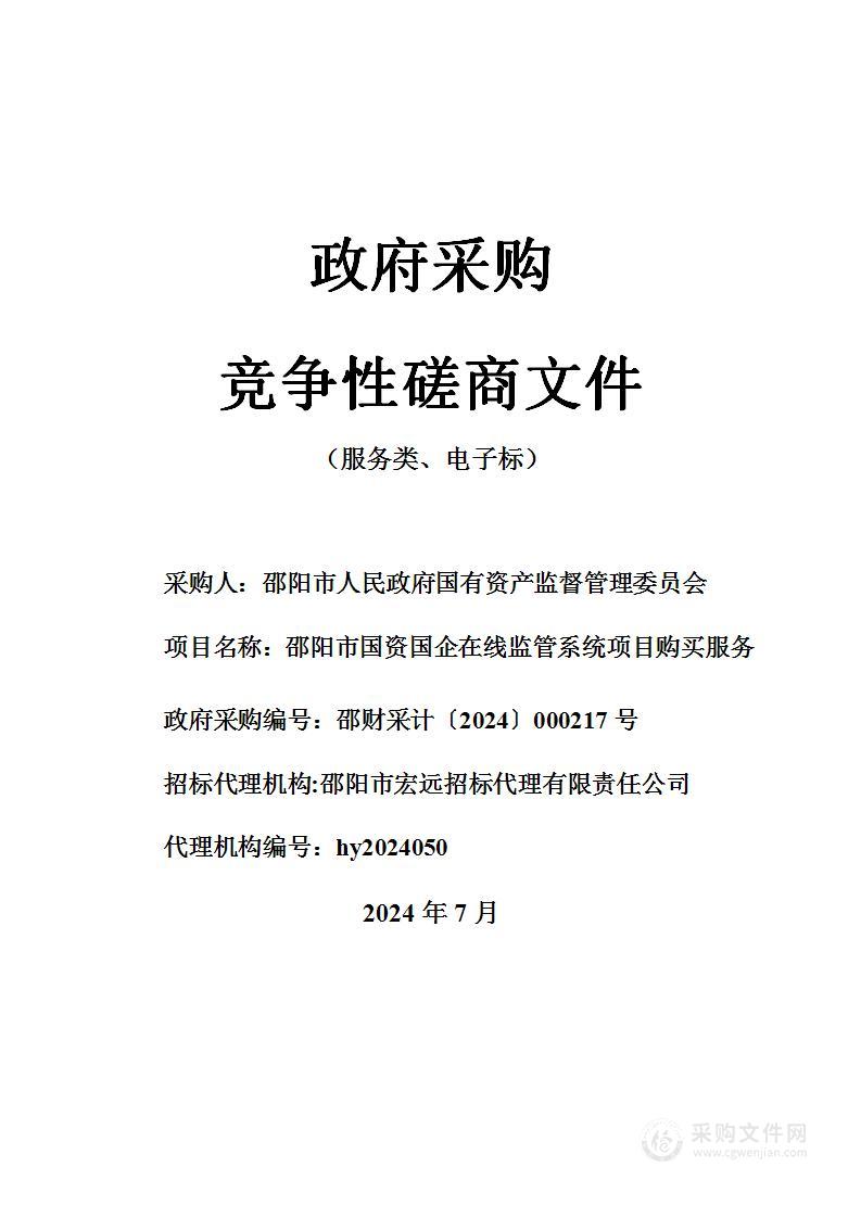 邵阳市国资国企在线监管系统项目购买服务