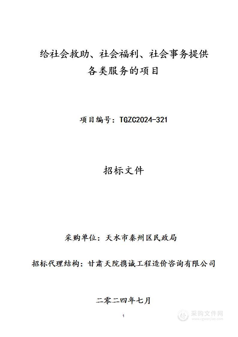 给社会救助、社会福利、社会事务提供各类服务的项目