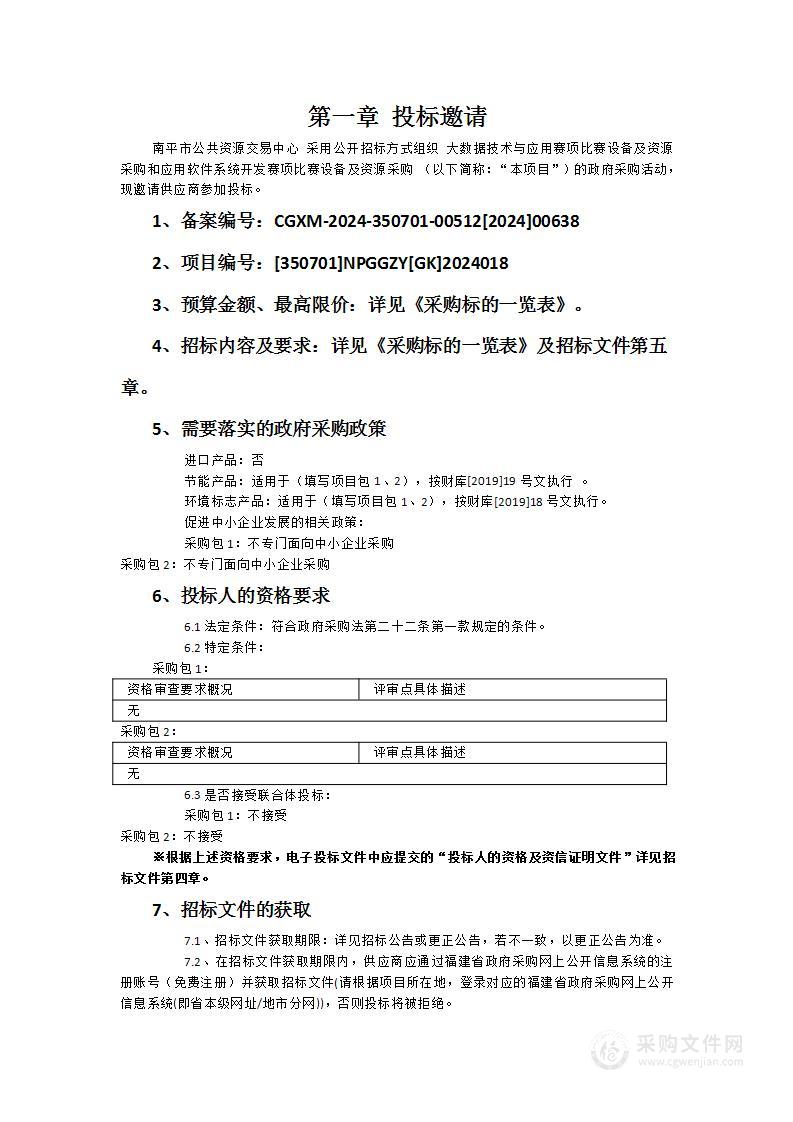 大数据技术与应用赛项比赛设备及资源采购和应用软件系统开发赛项比赛设备及资源采购