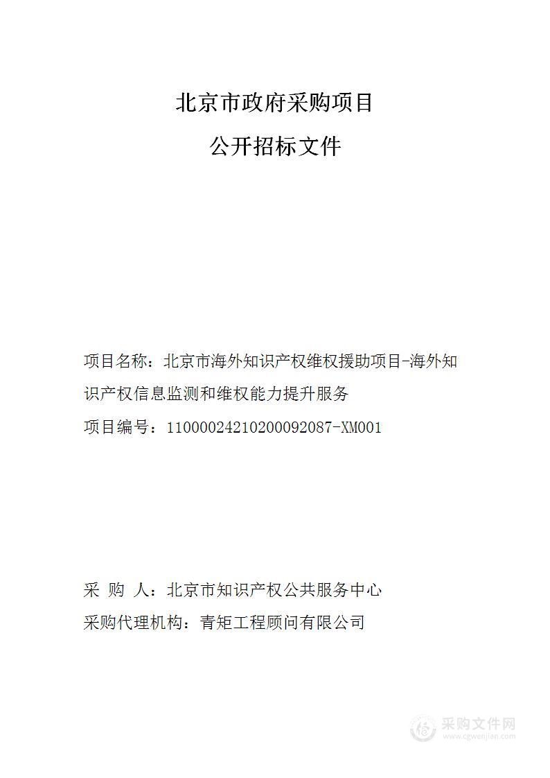 北京市海外知识产权维权援助项目-海外知识产权信息监测和维权能力提升服务