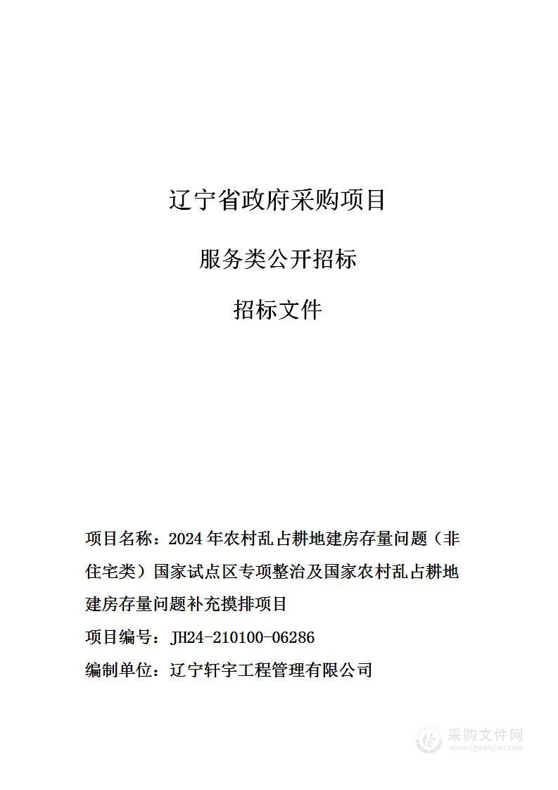 2024年农村乱占耕地建房存量问题（非住宅类）国家试点区专项整治及国家农村乱占耕地建房存量问题补充摸排项目