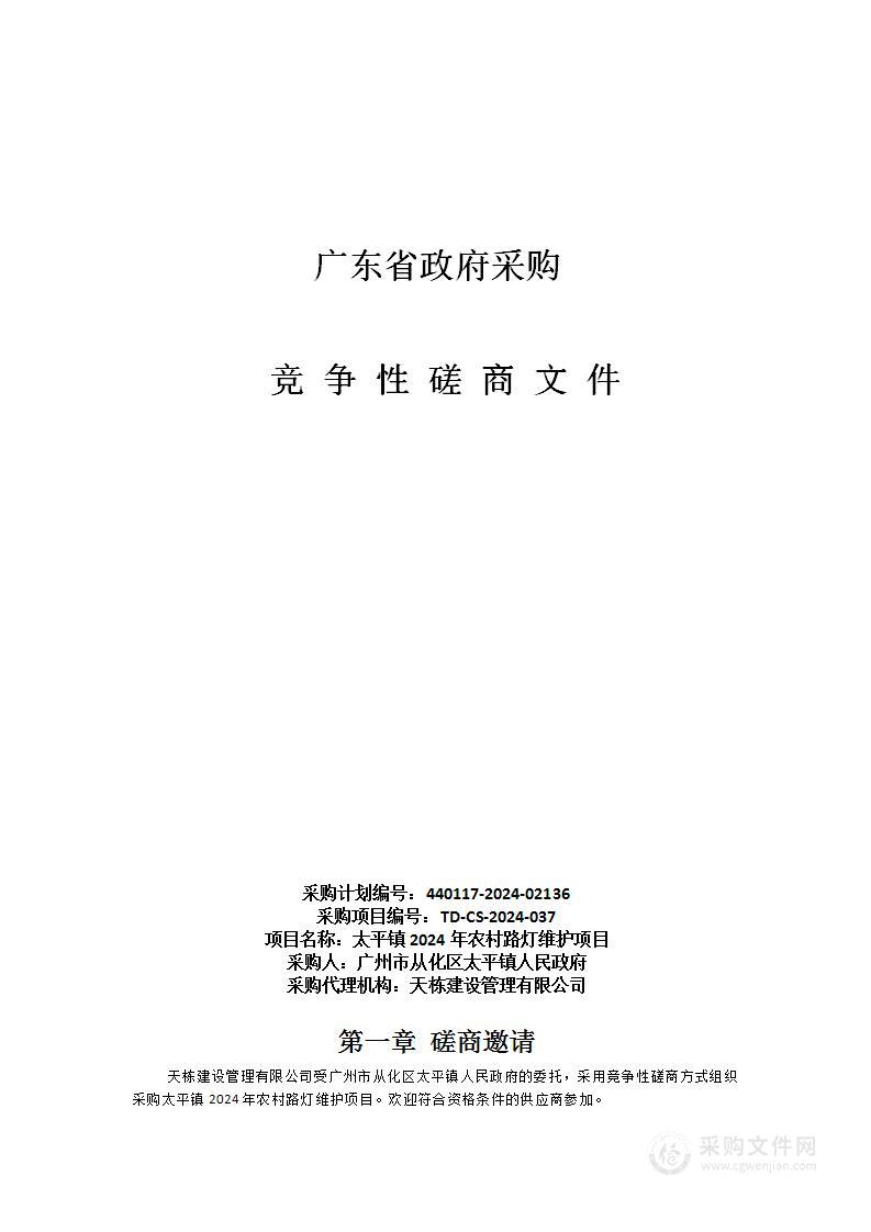 太平镇2024年农村路灯维护项目