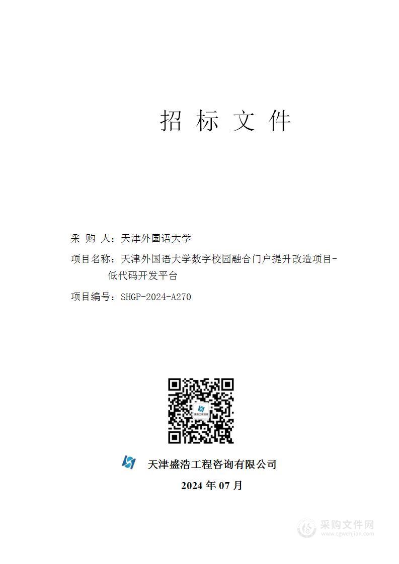 天津外国语大学数字校园融合门户提升改造项目-低代码开发平台