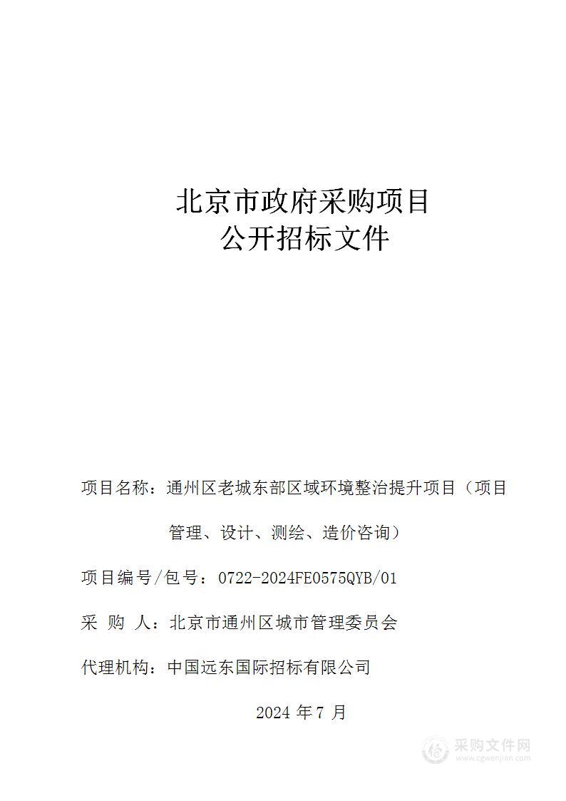 通州区老城东部区域环境整治提升项目（项目管理、设计、测绘、造价咨询）（第一包）