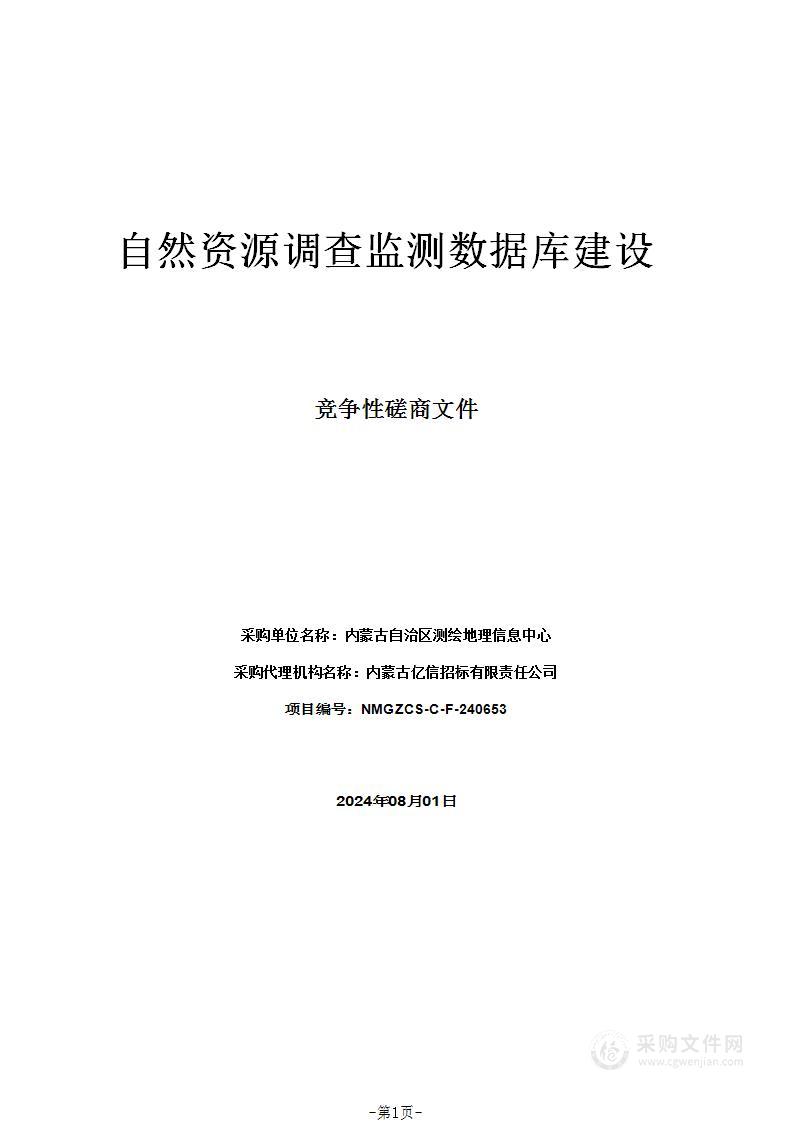 自然资源调查监测数据库建设