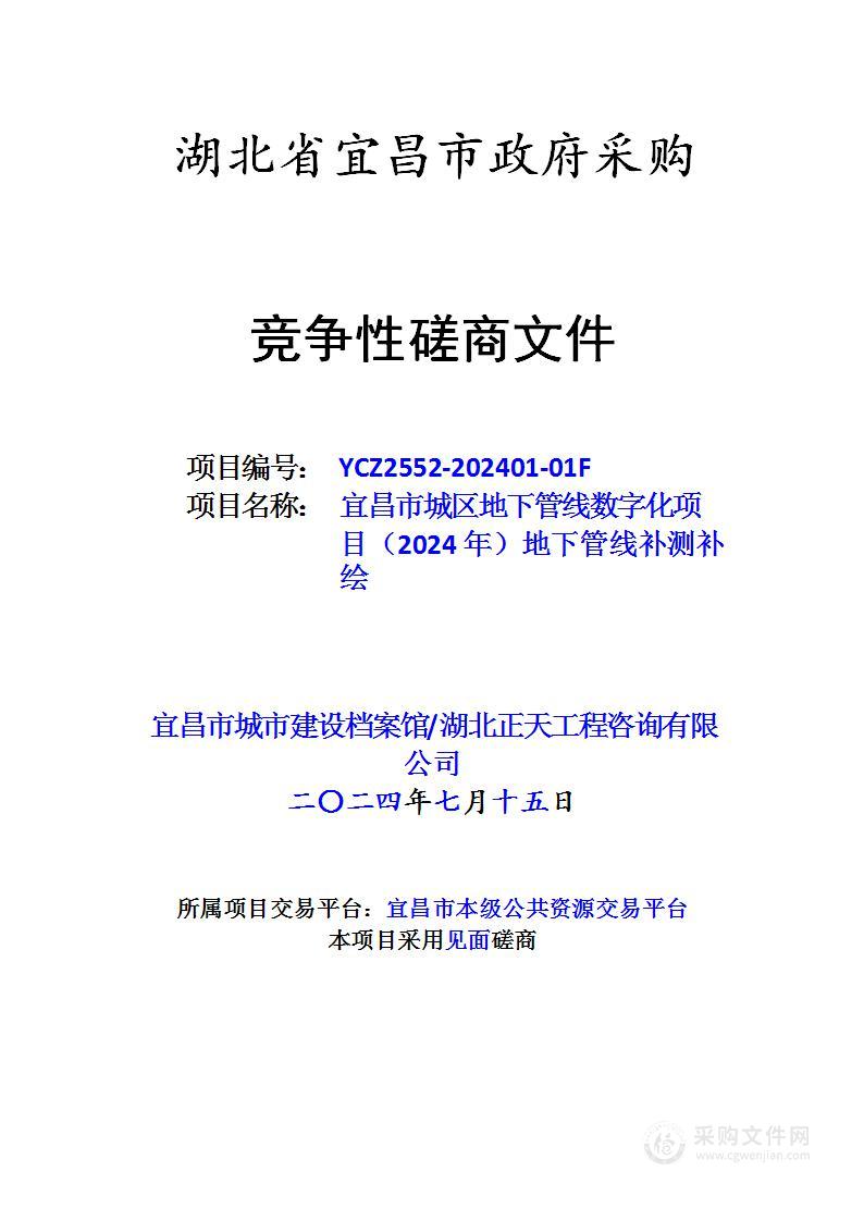 宜昌市城区地下管线数字化项目（2024 年）地下管线补测补绘