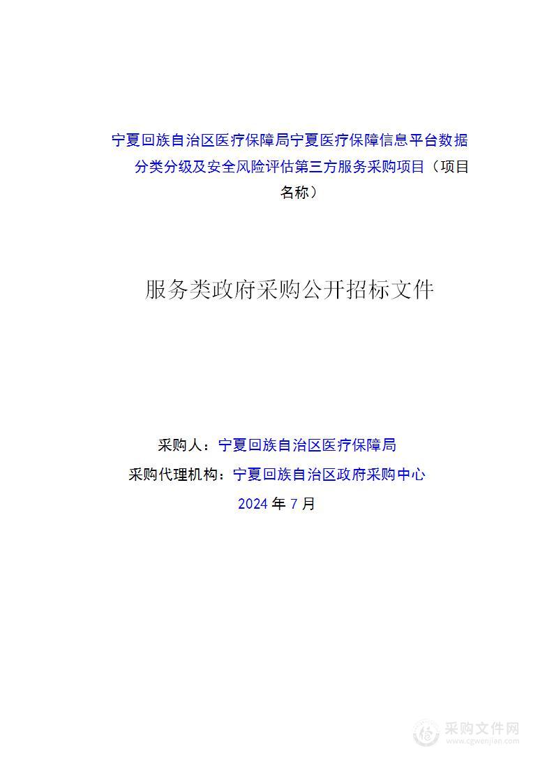 宁夏回族自治区医疗保障局宁夏医疗保障信息平台数据分类分级及安全风险评估第三方服务采购项目