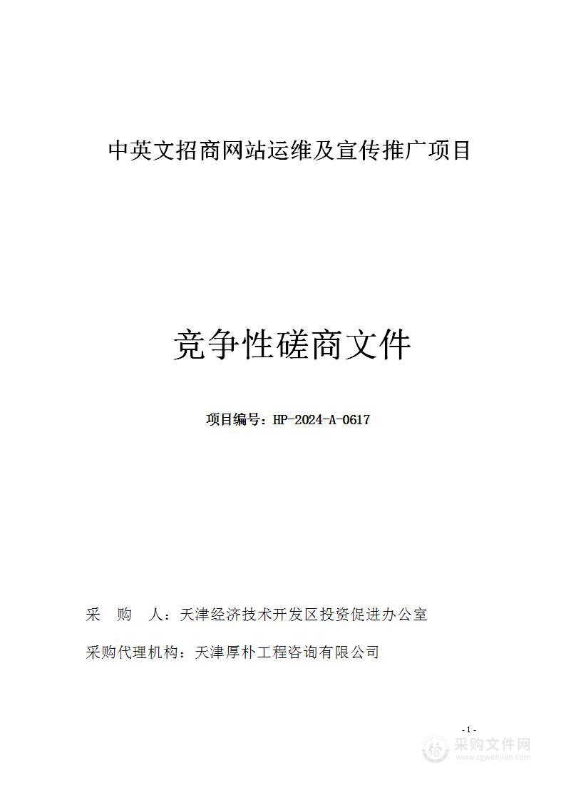 中英文招商网站运维及宣传推广项目