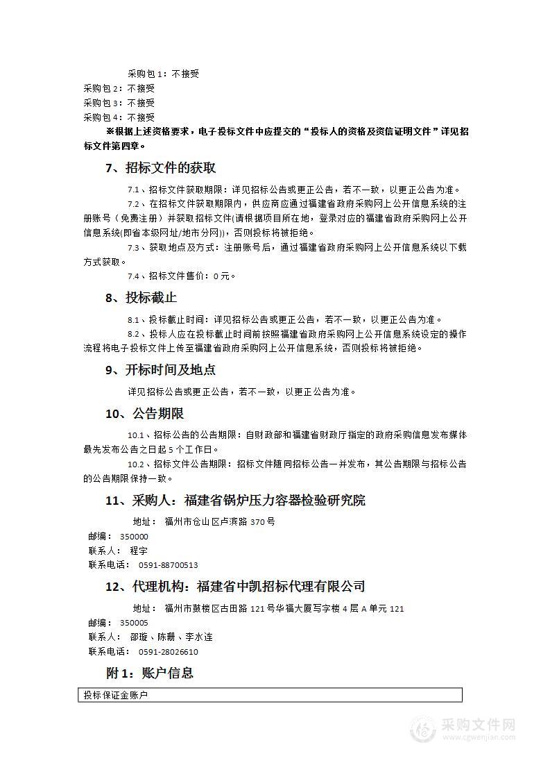 福建省锅炉压力容器检验研究院自动微量残炭测定仪等仪器设备采购项目