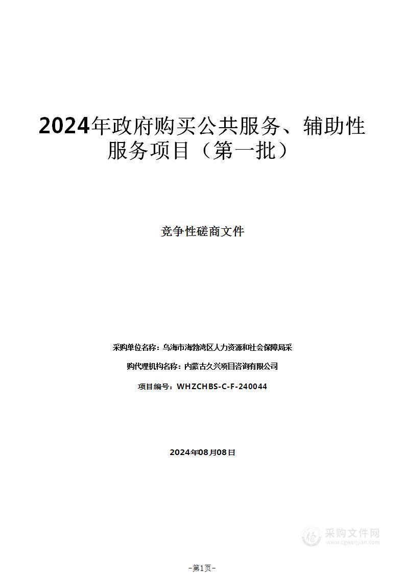 2024年政府购买公共服务、辅助性服务项目（第一批）