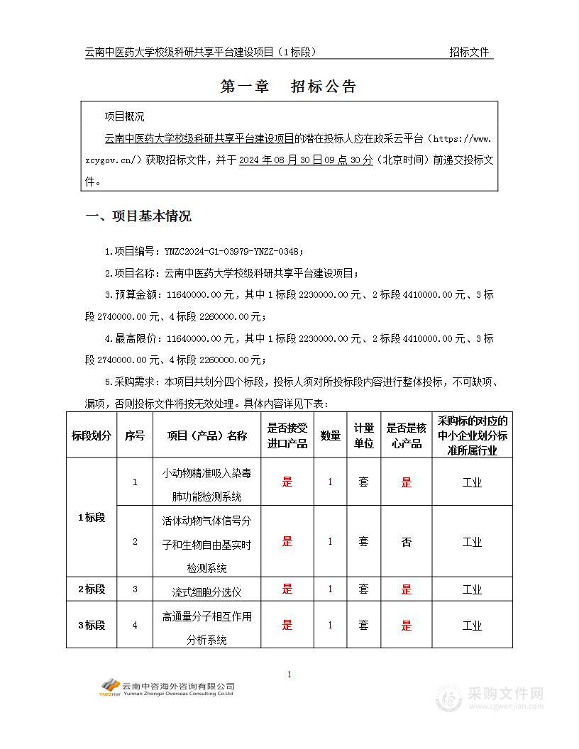 云南中医药大学校级科研共享平台建设项目（1标段）