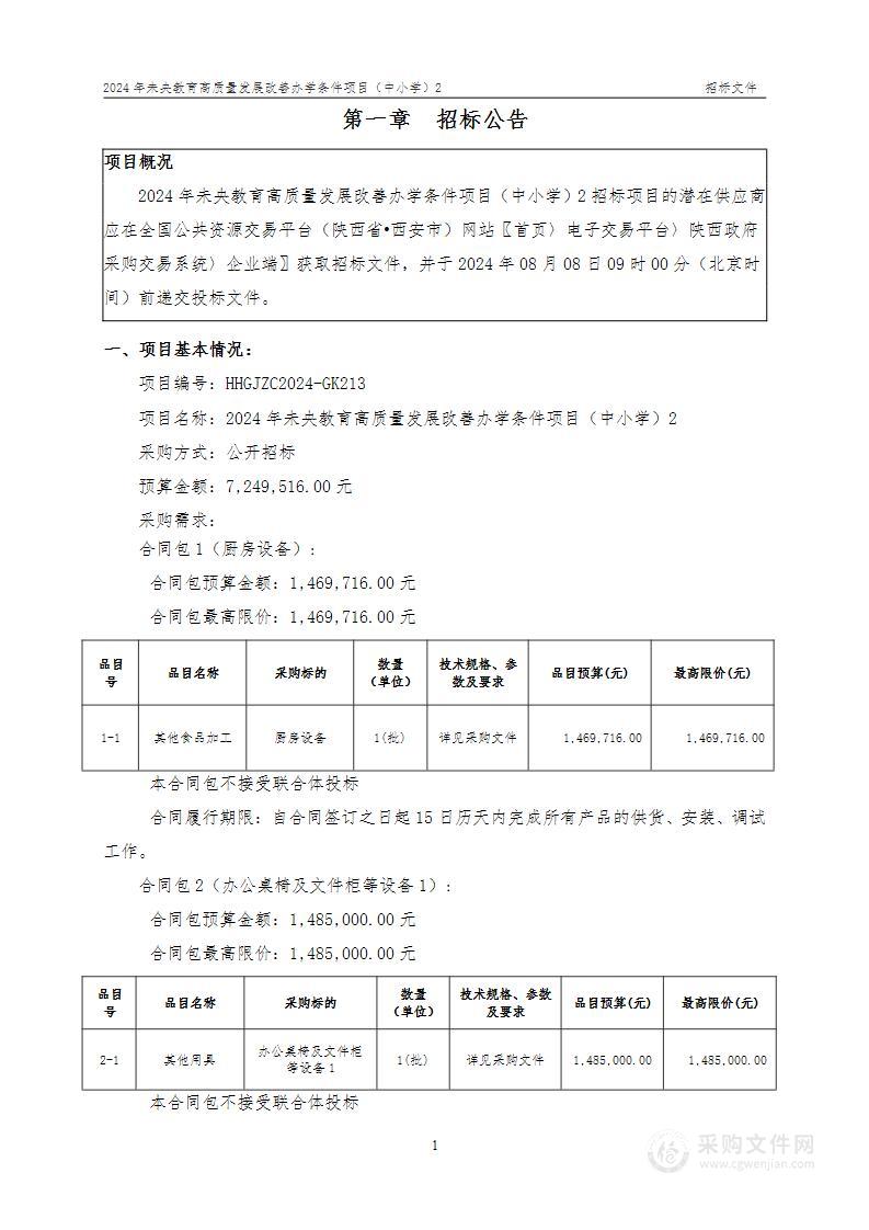 2024年未央教育高质量发展改善办学条件项目（中小学）2（第五包）