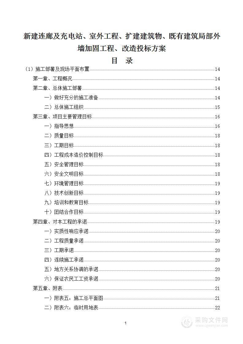 新建连廊及充电站、室外工程、扩建建筑物、外墙加固工程投标方案