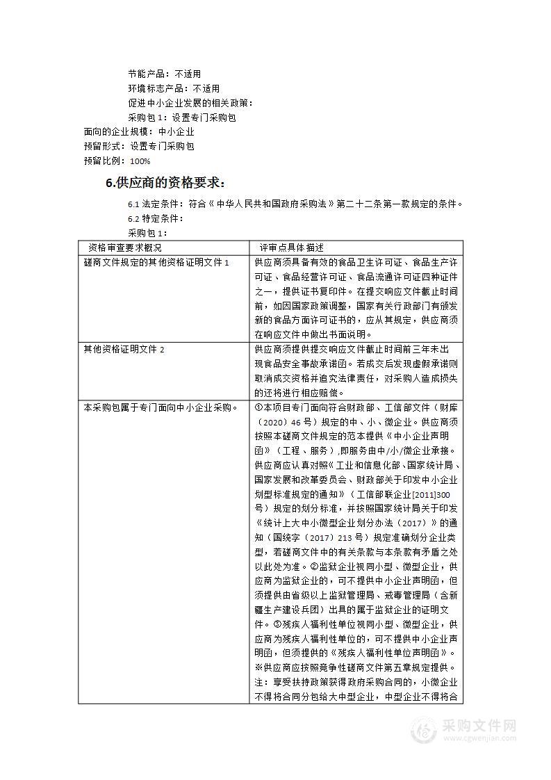 南平市少体校食堂食材配送采购项目