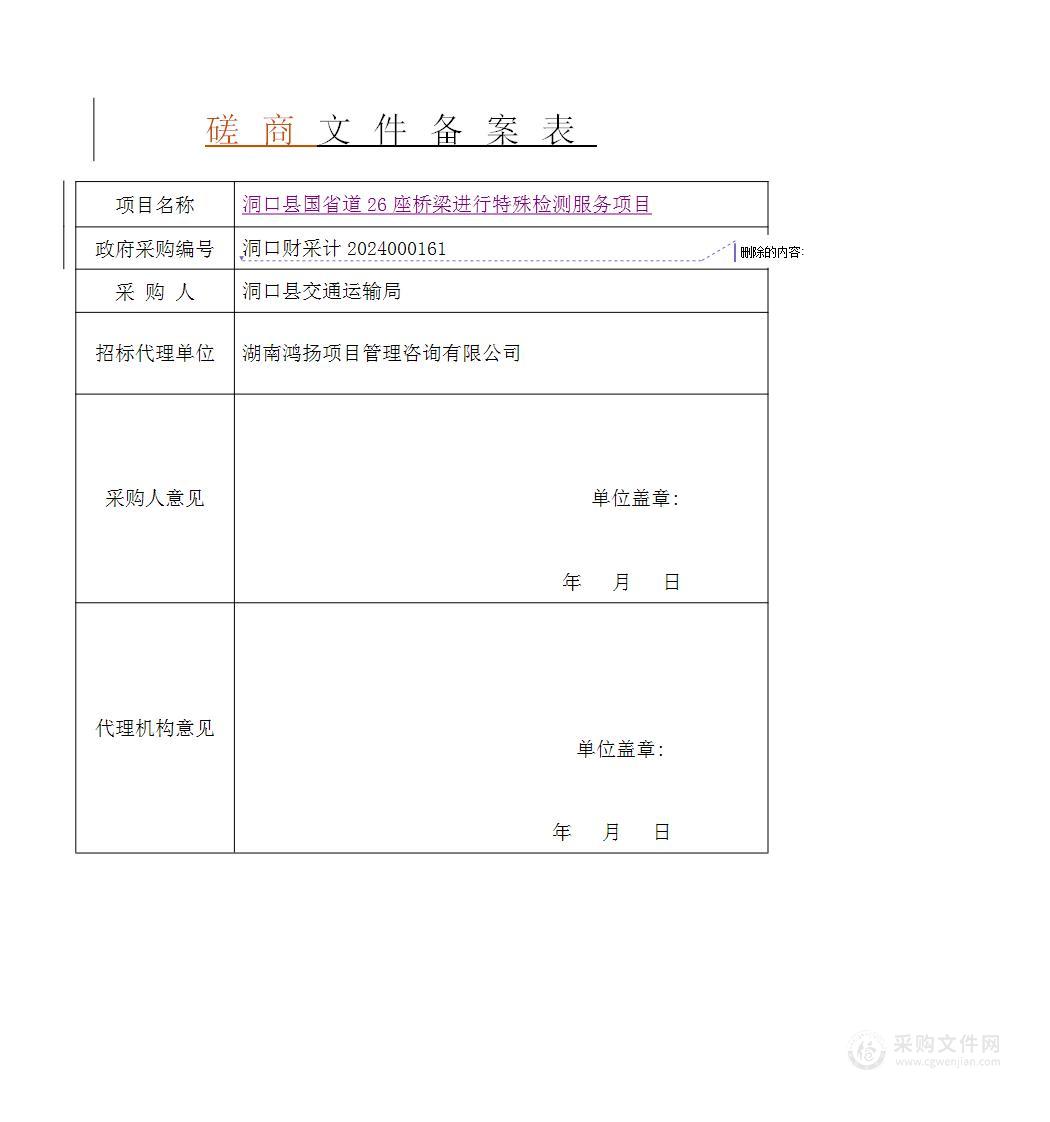 洞口县国省道26座桥梁进行特殊检测服务项目