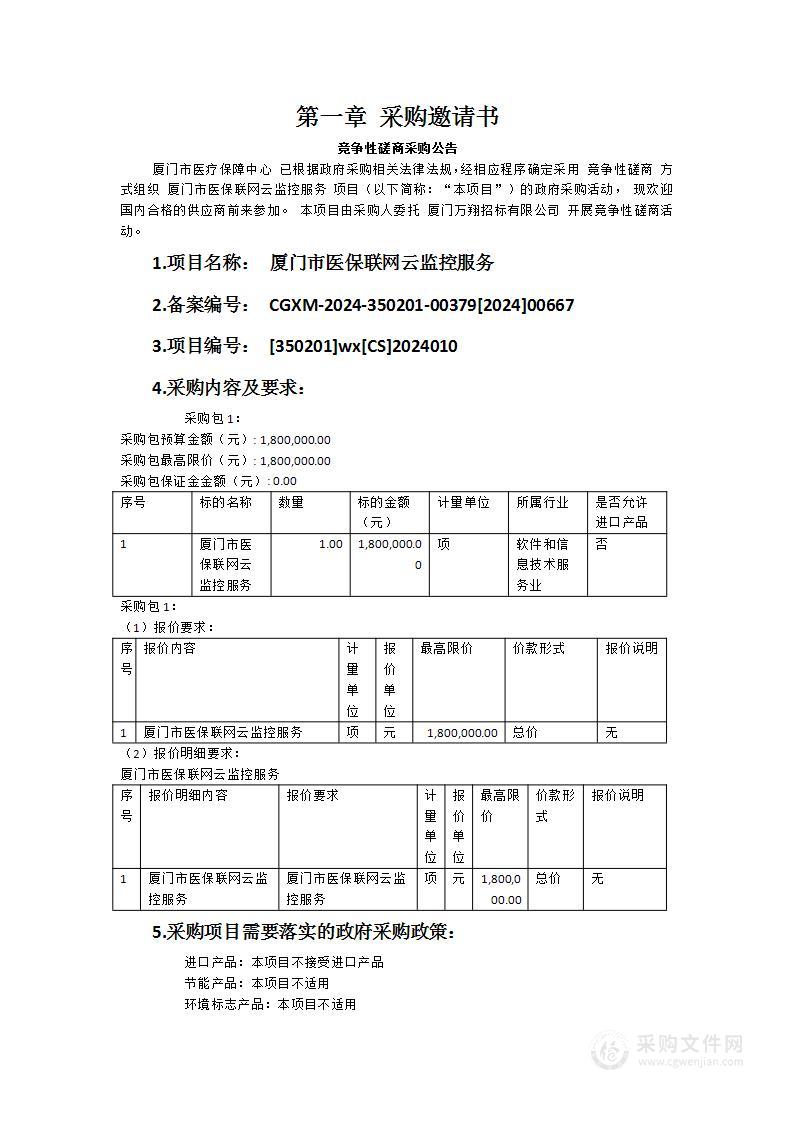 厦门市医保联网云监控服务