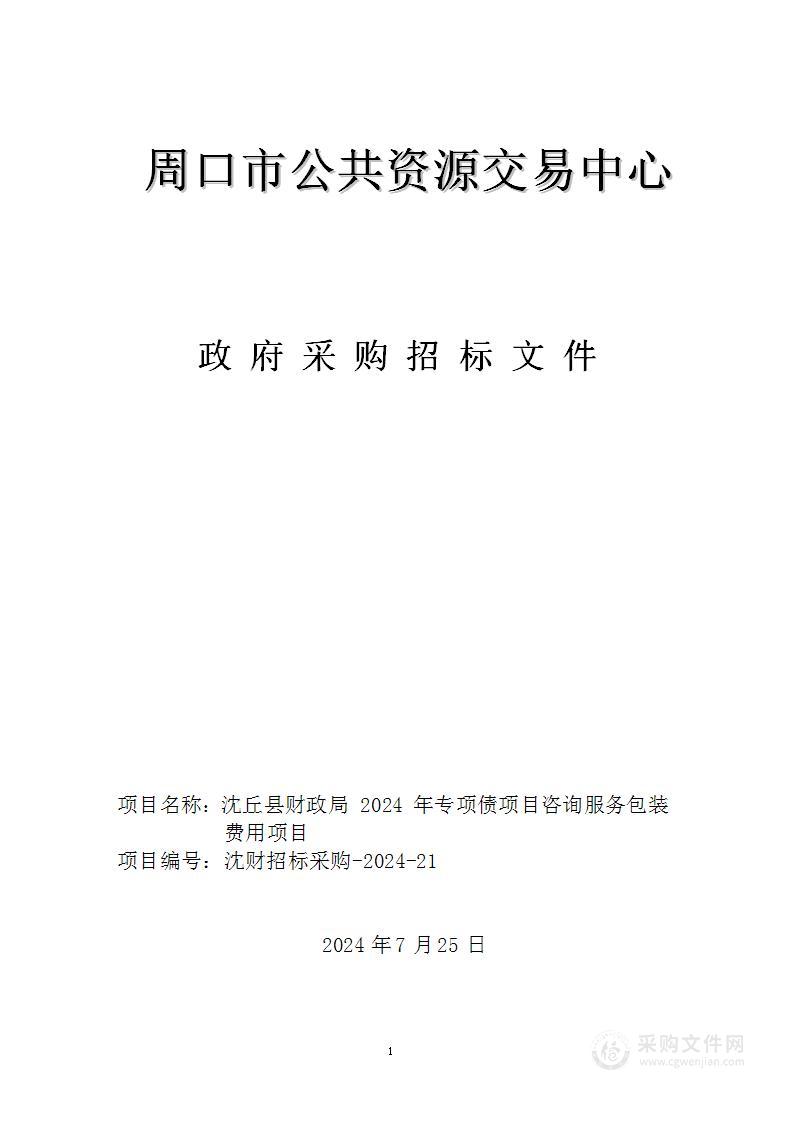 沈丘县财政局关于2024年专项债项目咨询服务包装项目