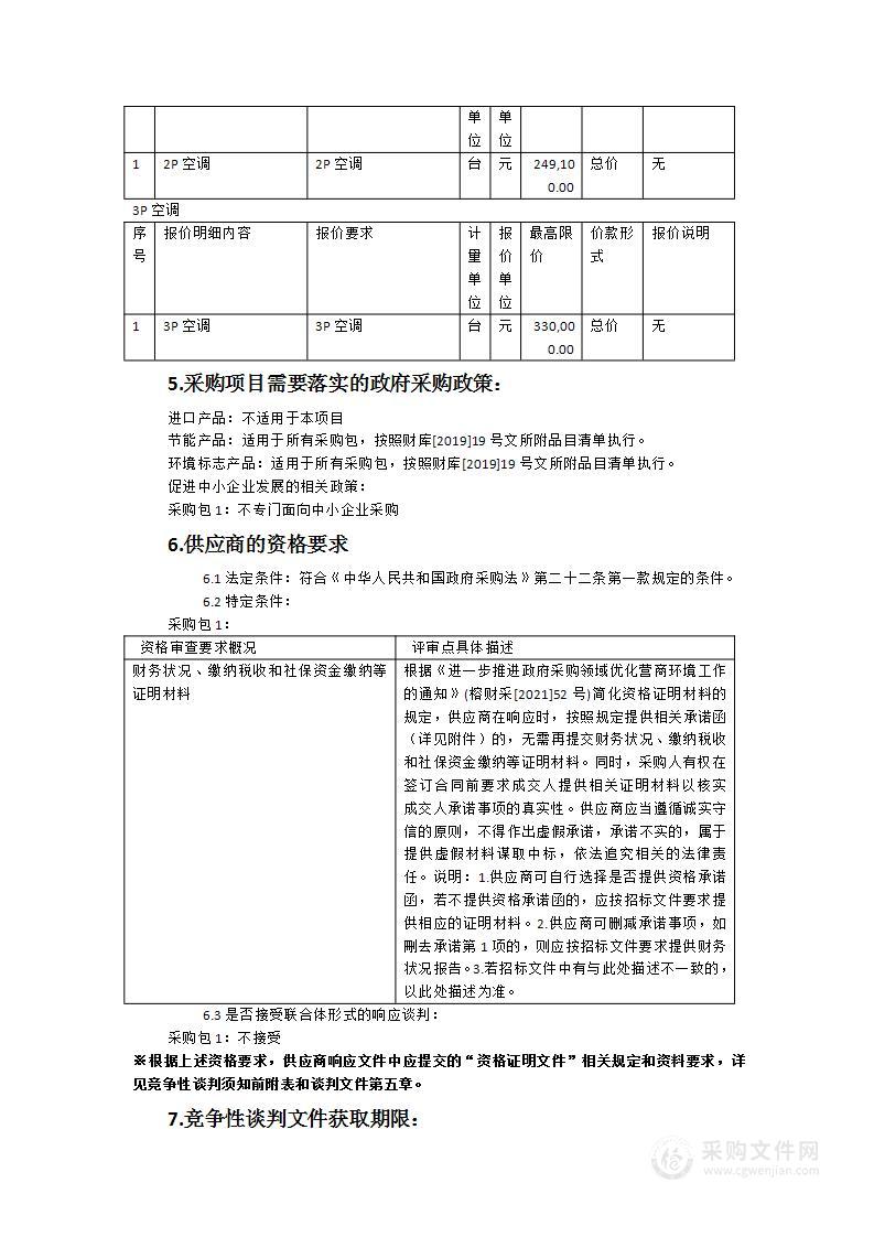 福清第二中学东部校区空调采购项目