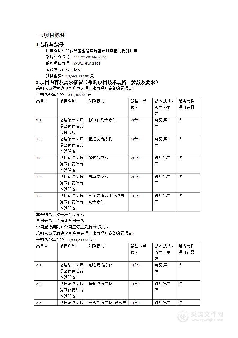 阳西县卫生健康局医疗服务能力提升项目