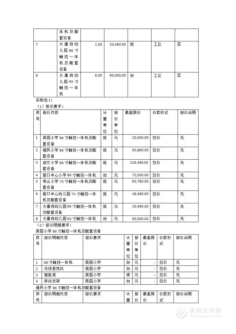 龙湖镇中心学校2024年触控一体机采购