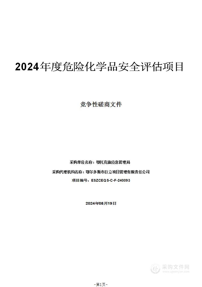 2024年度危险化学品安全评估项目