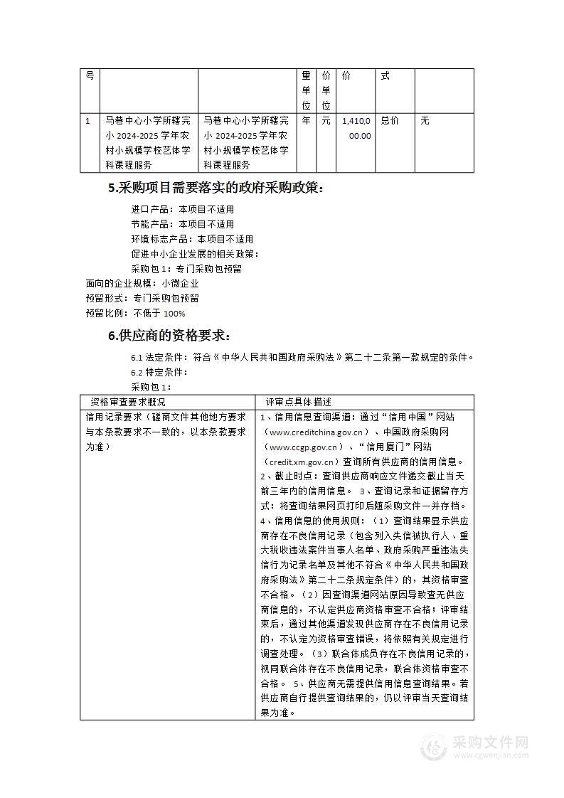 马巷中心小学所辖完小2024-2025学年农村小规模学校艺体学科课程服务