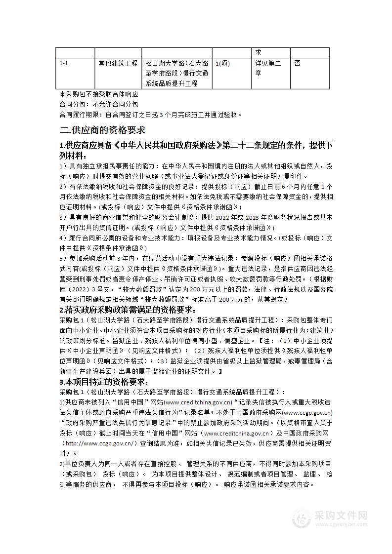 松山湖大学路（石大路至学府路段）慢行交通系统品质提升工程