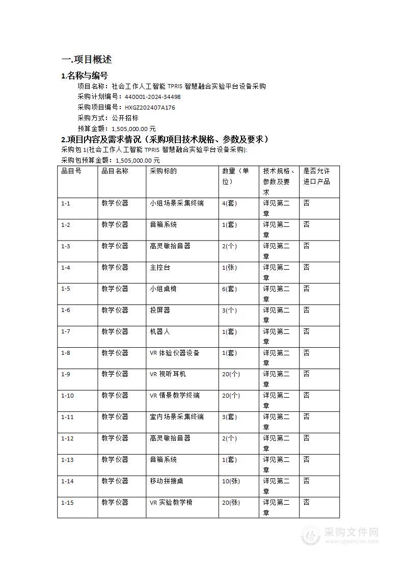 社会工作人工智能TPRIS智慧融合实验平台设备采购