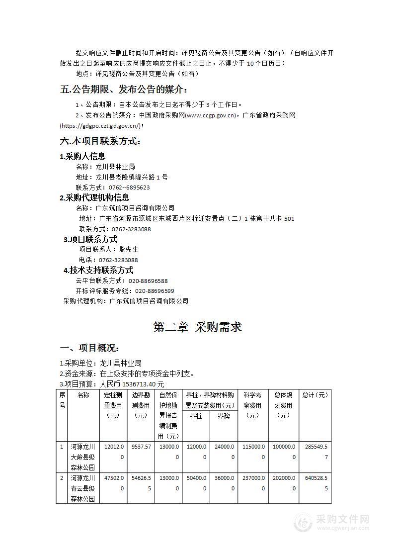 龙川县2024年4个自然保护地勘界立标、科学考察和总体规划项目