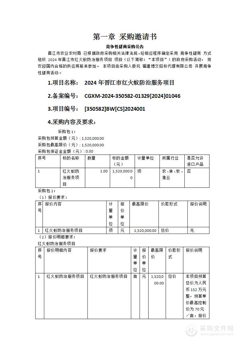 2024年晋江市红火蚁防治服务项目