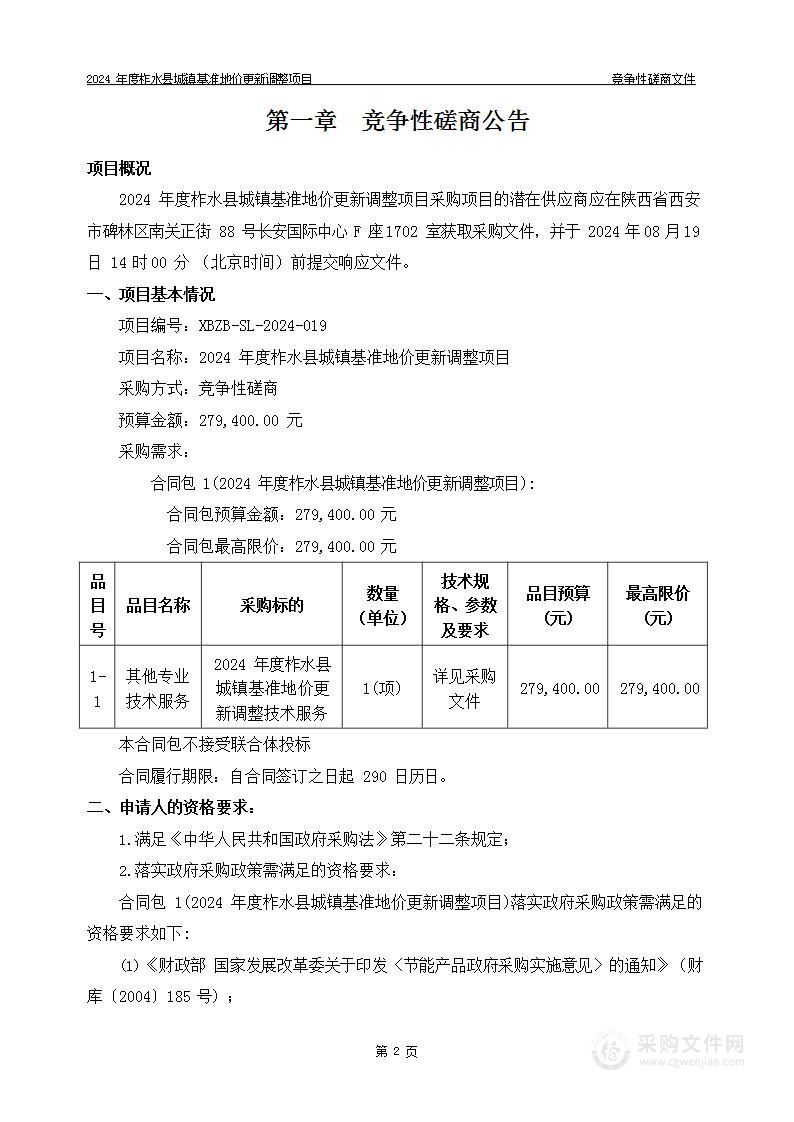 2024年度柞水县城镇基准地价更新调整项目